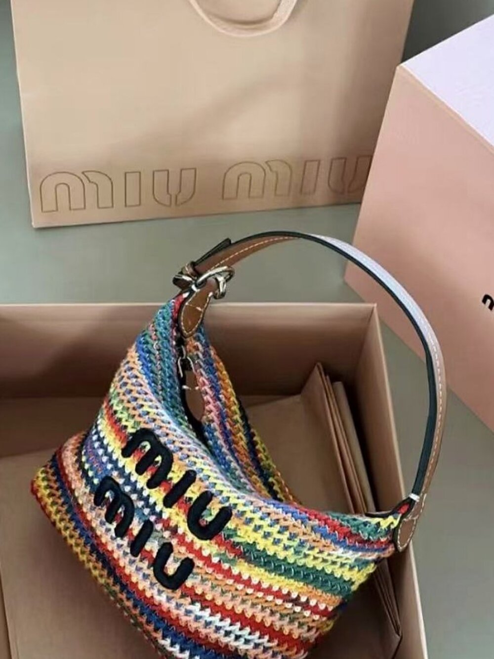 Miu Miu Rainbow Woven Bag